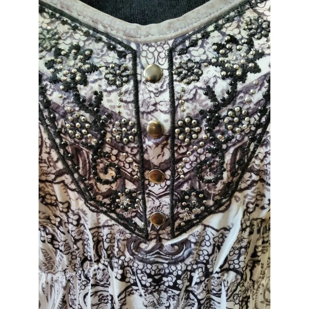 One World Women's Gray Polyester Sweetheart Neck Sleeveless Casual Top Blouse XL - Image 6