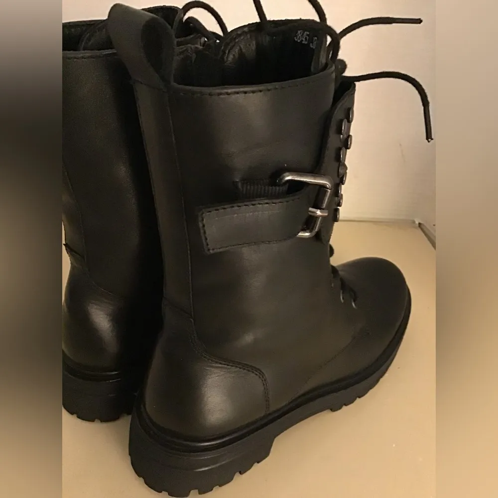 Two twin hearts women black leather combat stella boots US 7 Euro 38 - Image 9