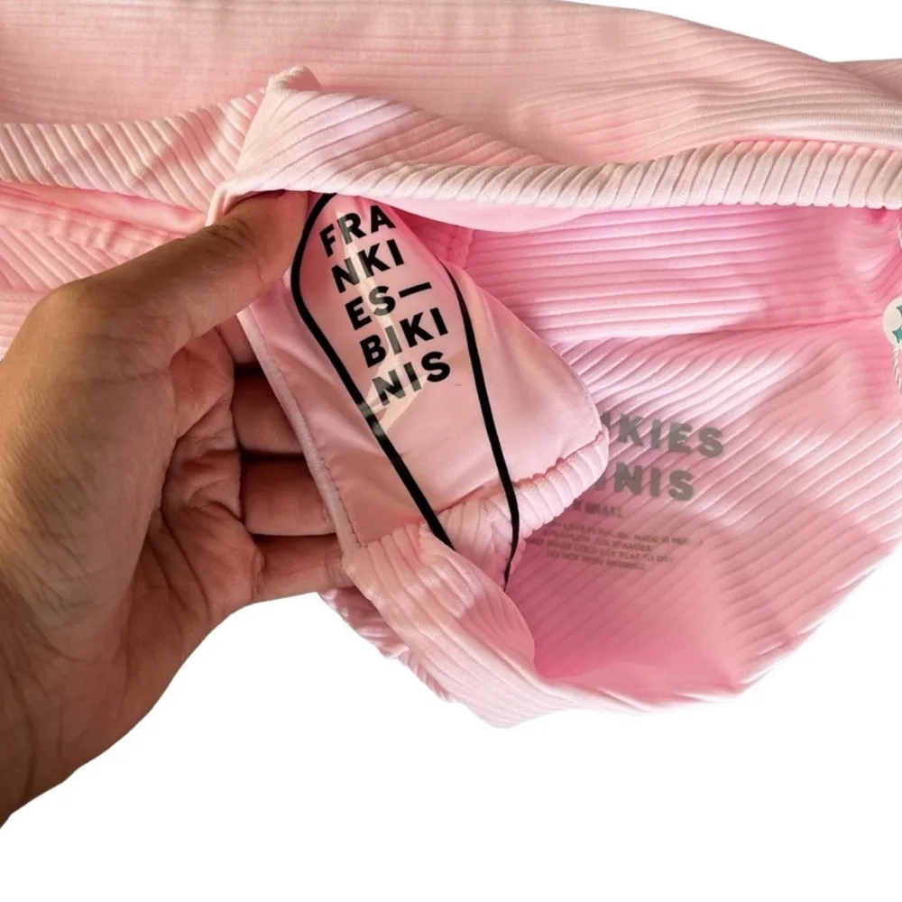 NWT FRANKIE'S BIKINIS Low Cut Ribbed Cheeky Bikini Bottom Ligh Pink XS - Image 6