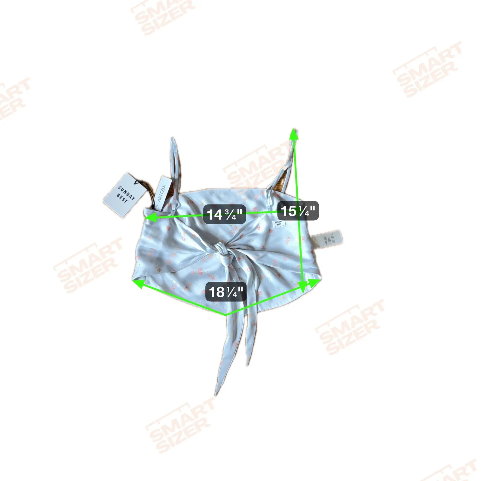 ARITZIA Elektra Camisole Floral Tie Front Crop Top XS Pale Blue - Image 9