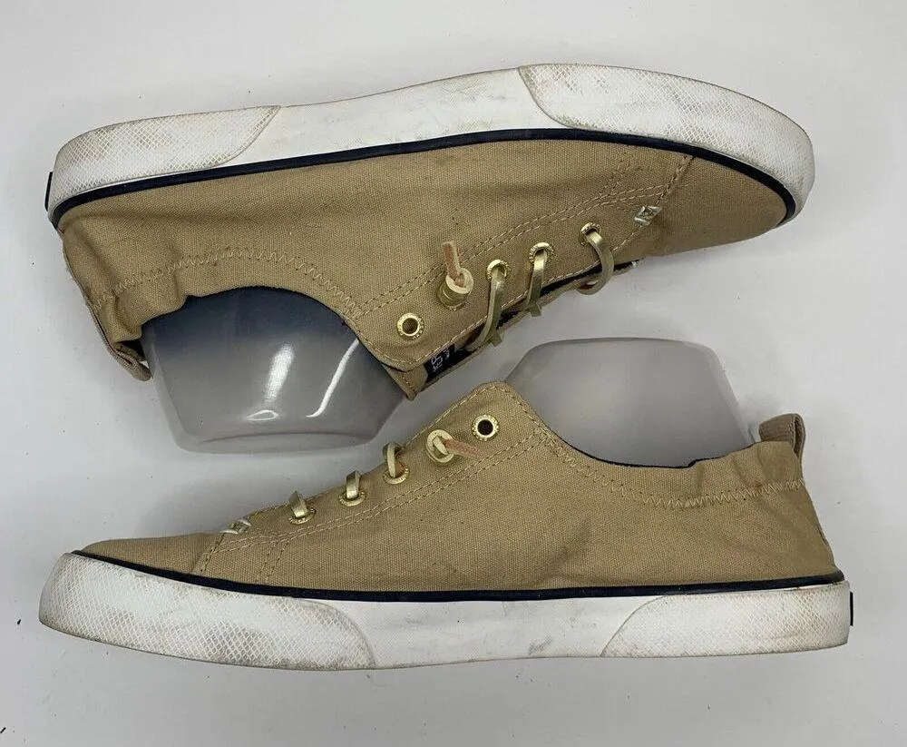 Sperry Size 9 Top Sider Seacoast Tan Gold Lace Up Fashion Sneaker Shoes Women’s - Image 3