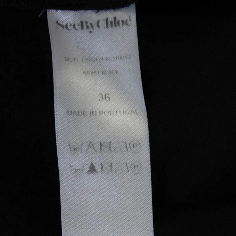 SEE BY CHLOÉ Ruched Pouf‎ Sleeve Black Mini Dress 36 - Image 8