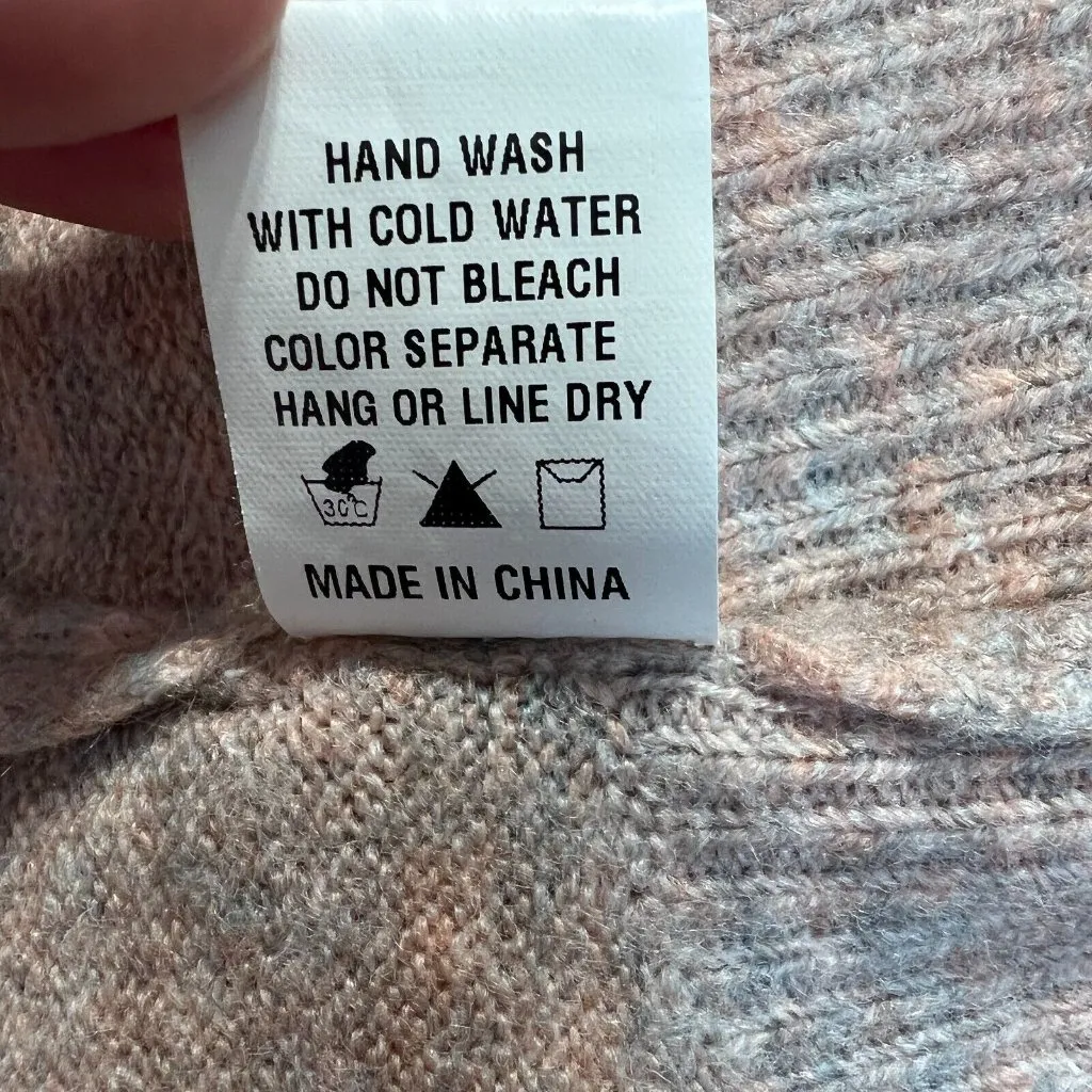 Dreamers Sweater‎ Small Gray Pink Mock Neck Long Sleeve Knit Relaxed Fit - Image 10