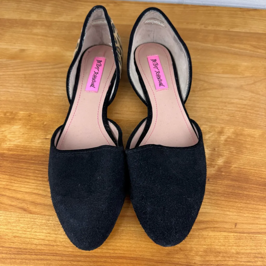 Betsy Johnson Cocoh Leopard Print D’Orsay Flats Black Suede Slip On Shoes 7.5 - Image 2