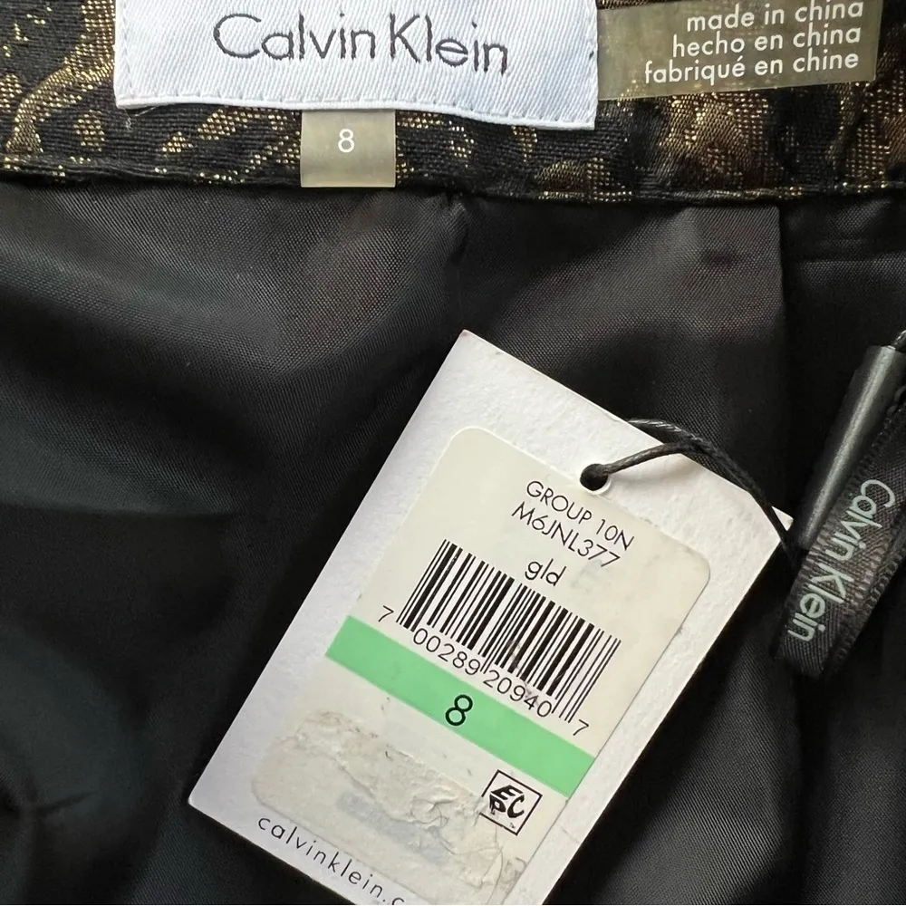NWT Calvin Klein Skirt Black Gold Metallic Jacquard Pencil Skirt 8 Cocktail Glam - Image 12