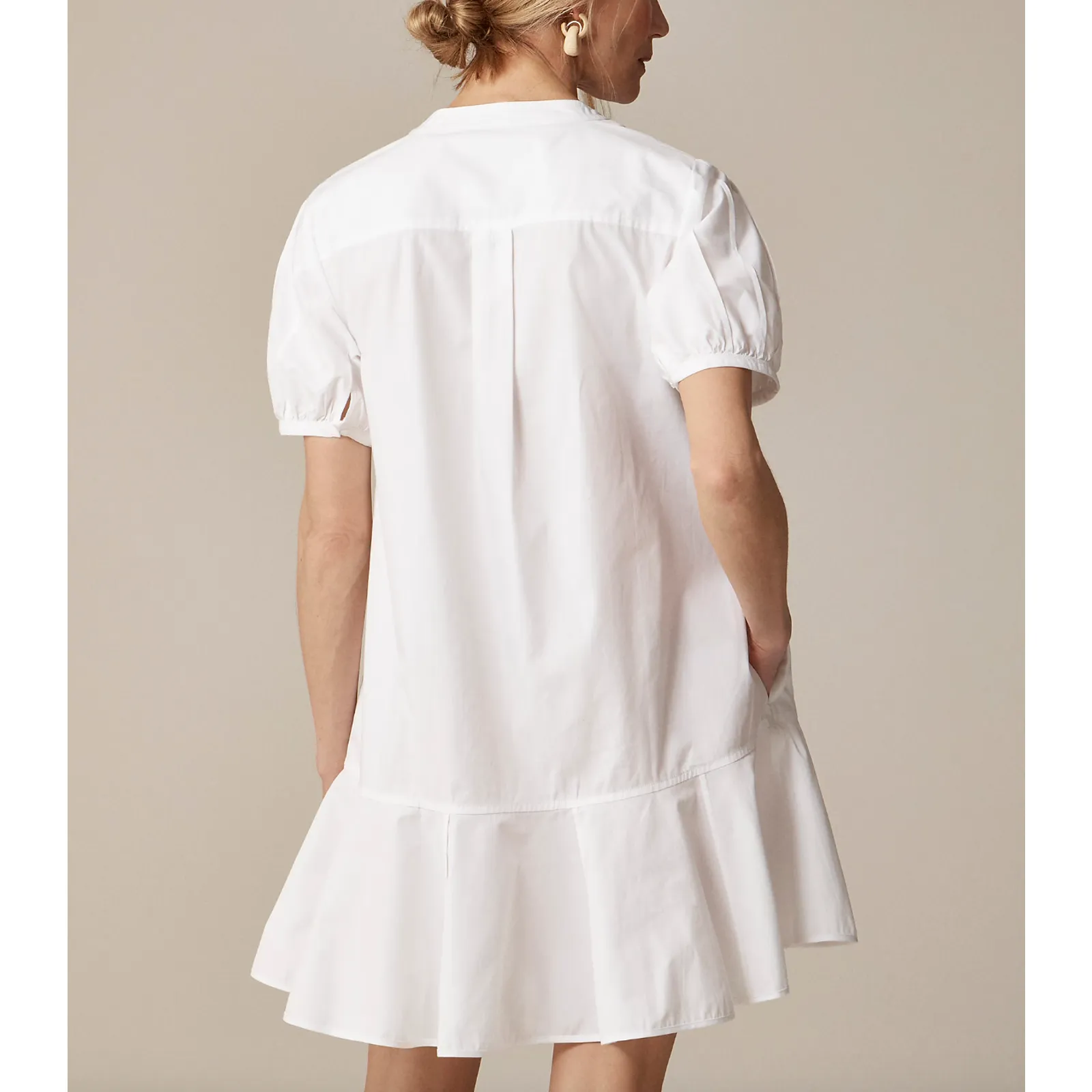 J.Crew Tall Delilah Dress Cotton Poplin Puff Sleeve Minimalist White Medium NWT - Image 2