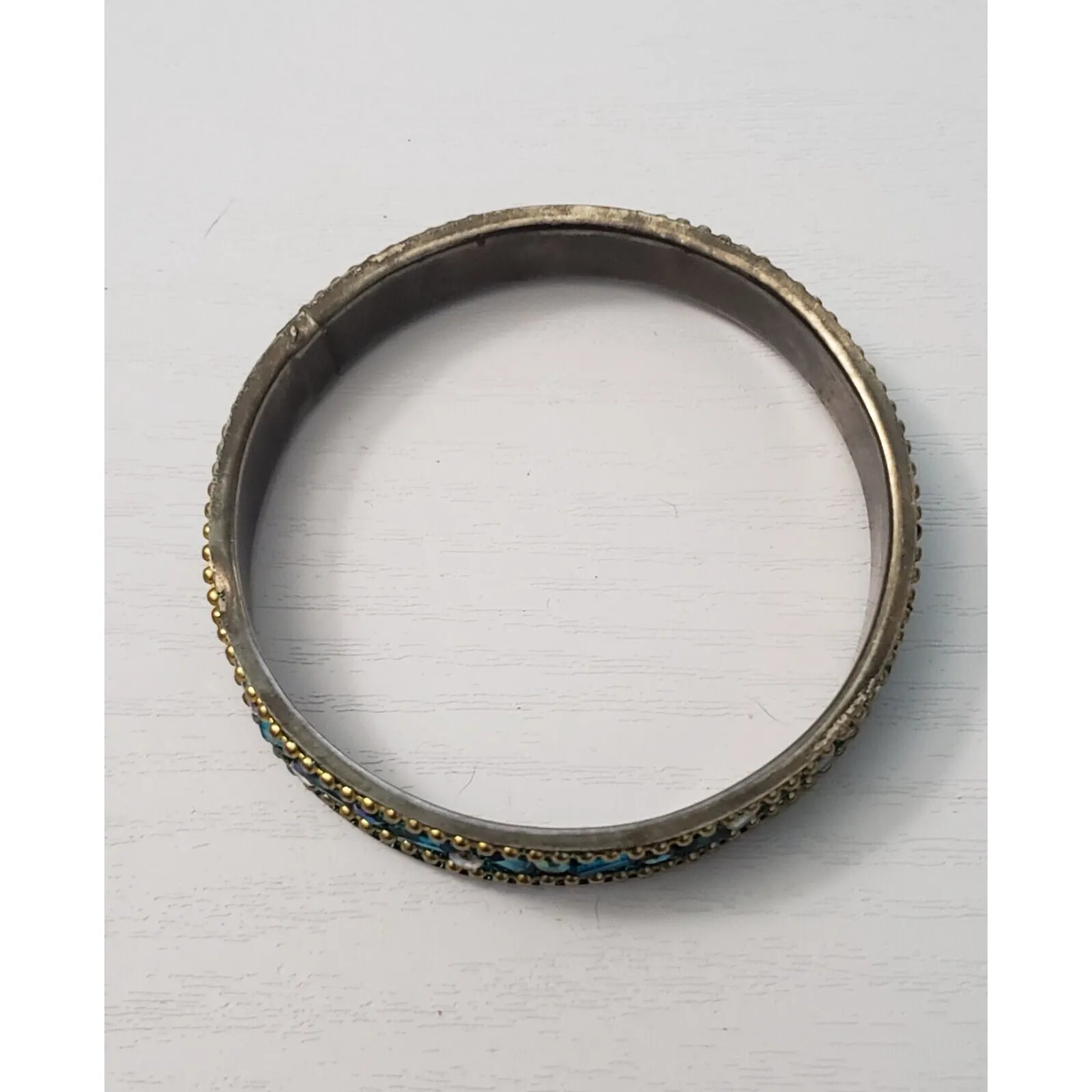 Vintage Bracelet / Bangle Bright Blue Glitter Bangle 7" - Image 4