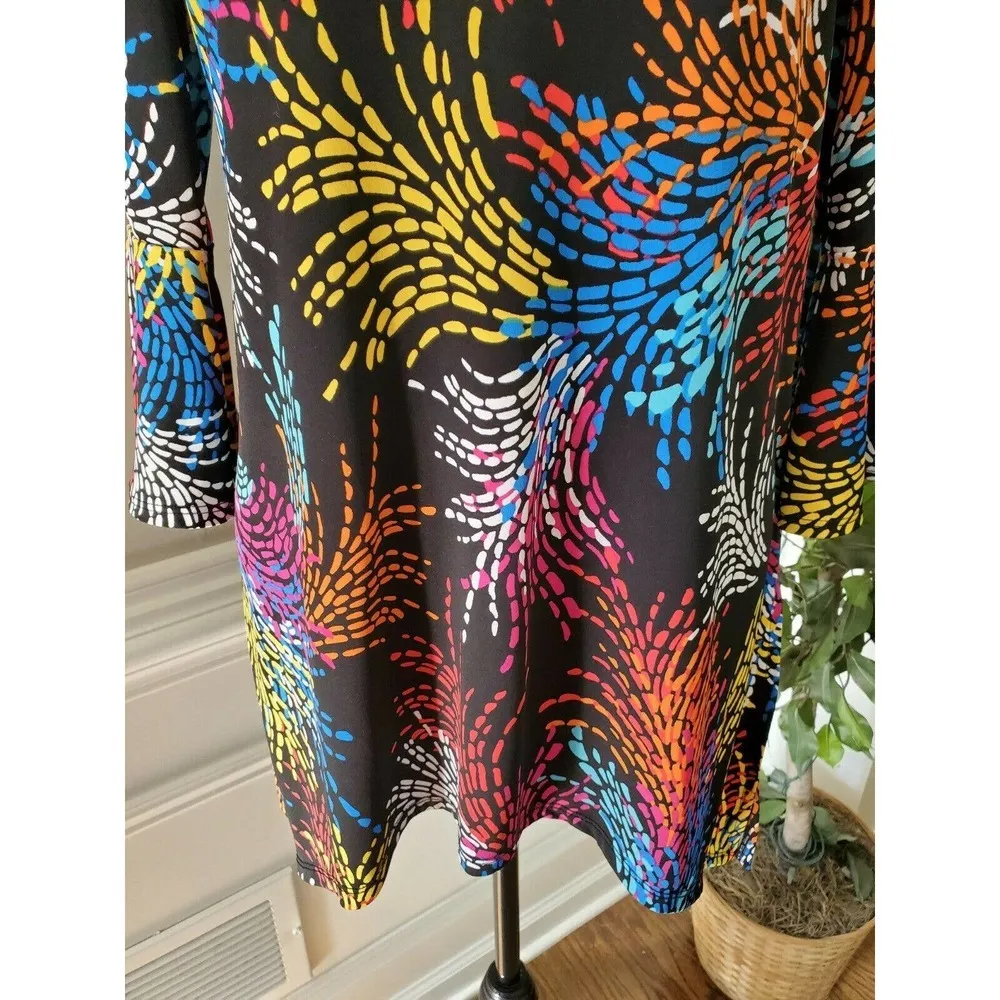 Slinky Brand Women Multicolor Polyester Scoop Neck Long Sleeve Casual Shirt PS - Image 4