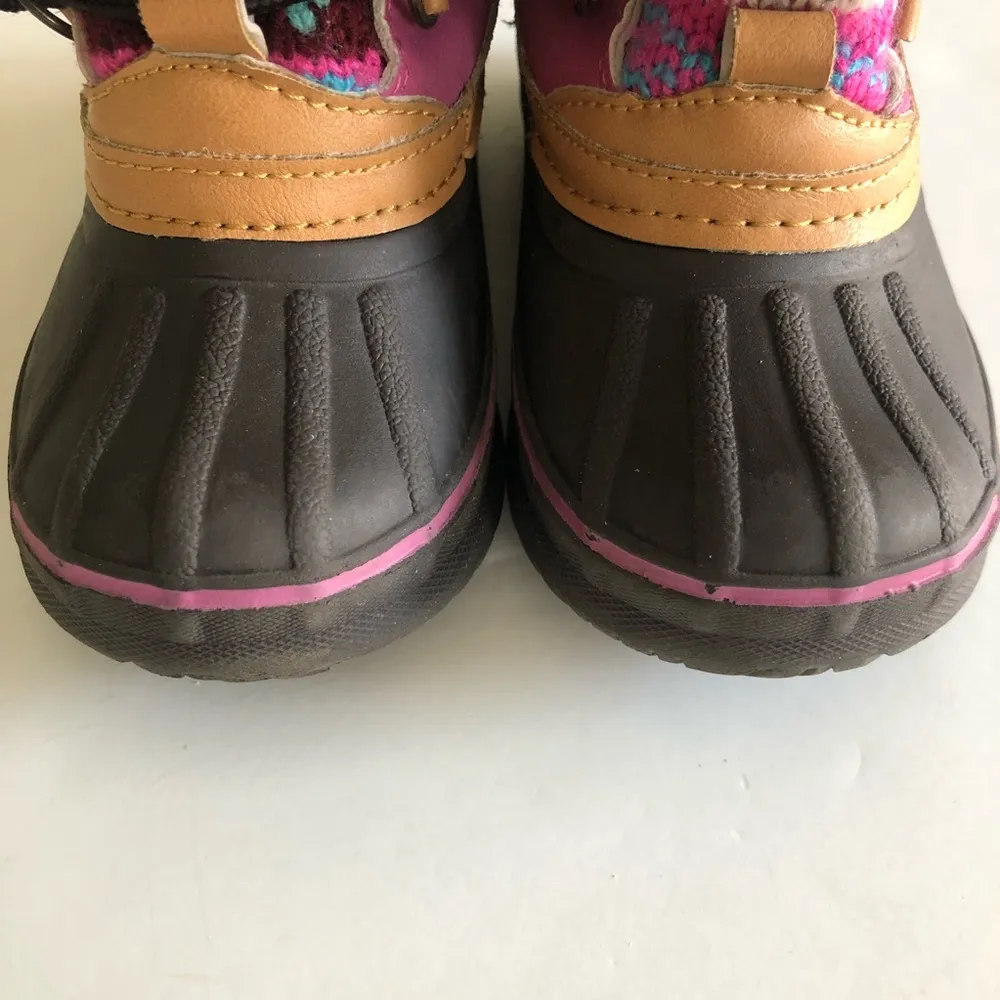 London Fog Brown/Fuchsia Tottenham Cold Weather Warm Lined Snow Boots. Sz 7Girl - Image 11