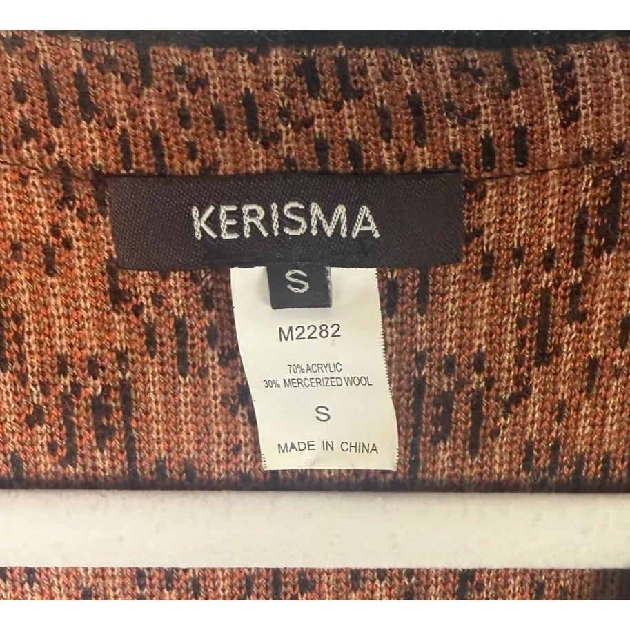 Kerisma Sweater Dress Womens Small Brown Tribal Geometric Bodycon Sleeveless - Image 3