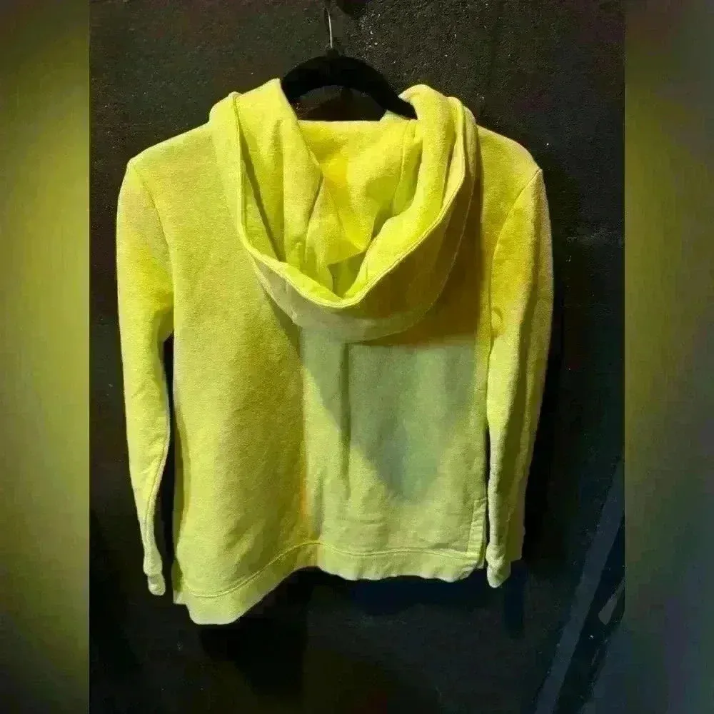 Women’s Talbots Brushed Terry Asymmetrical Zip Up Hoodie Lime Green Small - Image 5