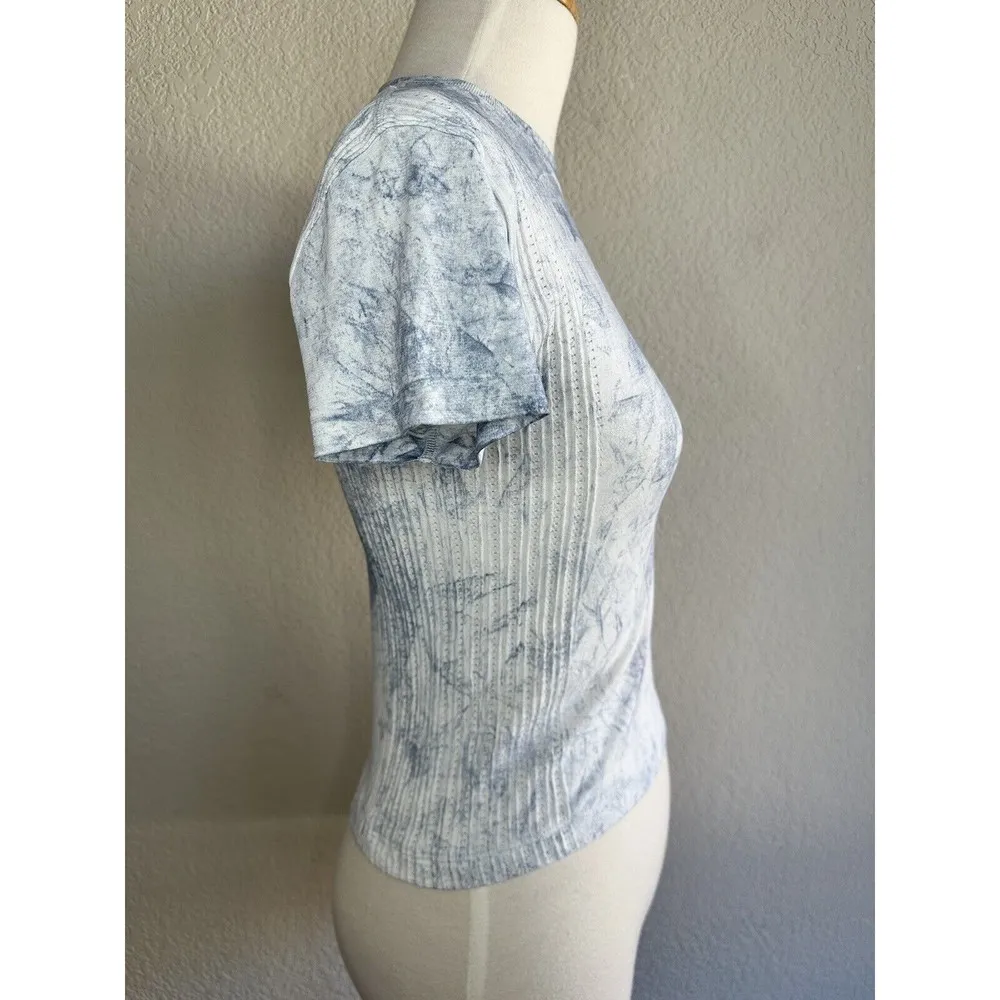 Athletica Train to Be Short Sleeve White Tie Dye Crop Run T Shirt Top - Image 9