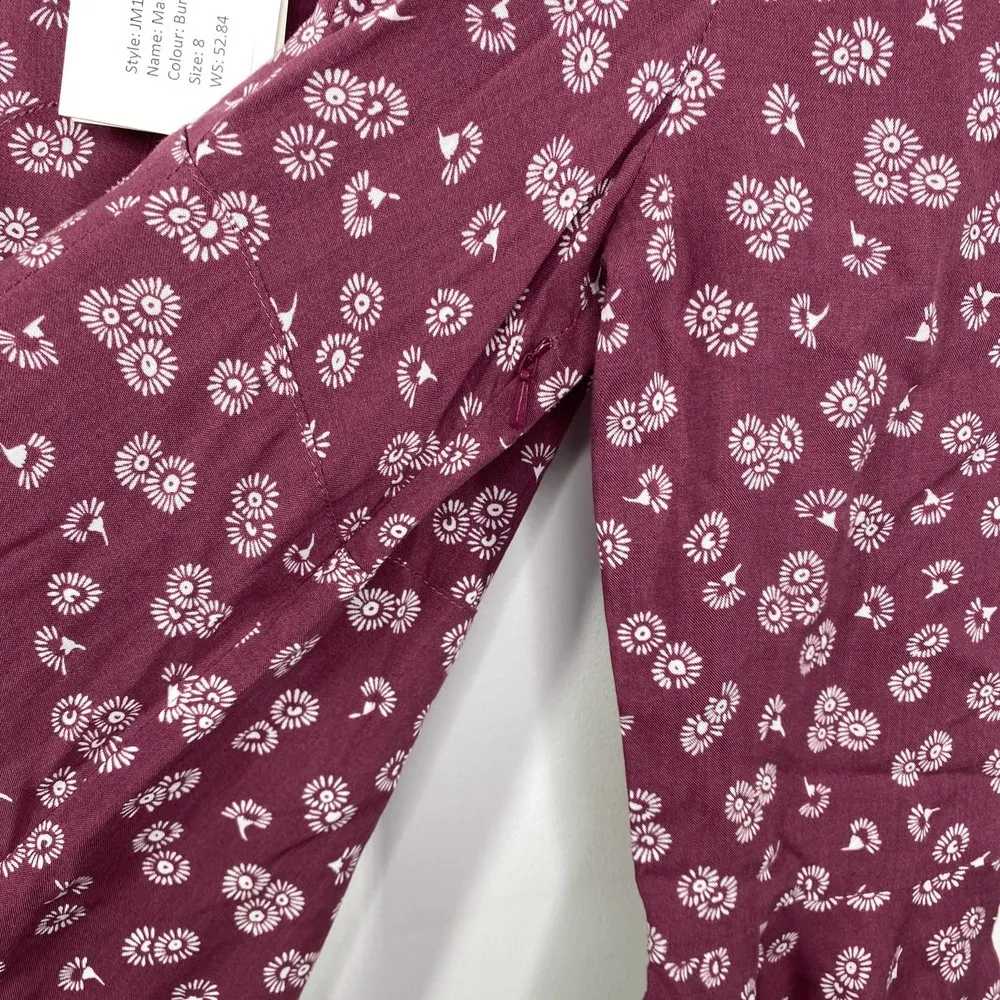 Auguste The Label Mae Devine Burgundy Purple Floral Mini Dress Womens Size 4 NWT - Image 9