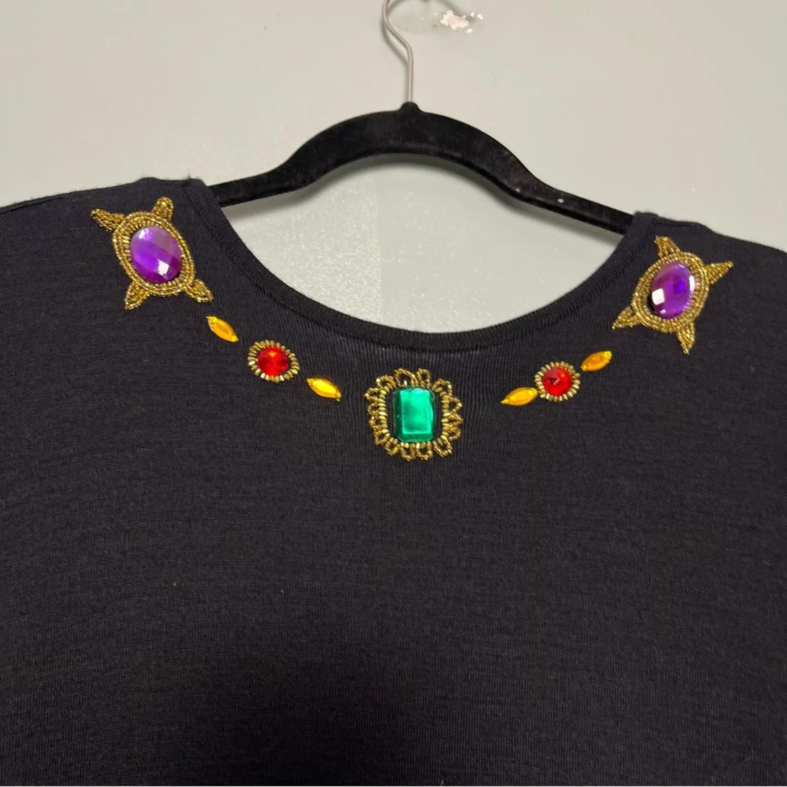 Vintage Travini Jeweled Embroidered Wool Blend Sweater Dress Women’s X Black Size 1X - Image 3