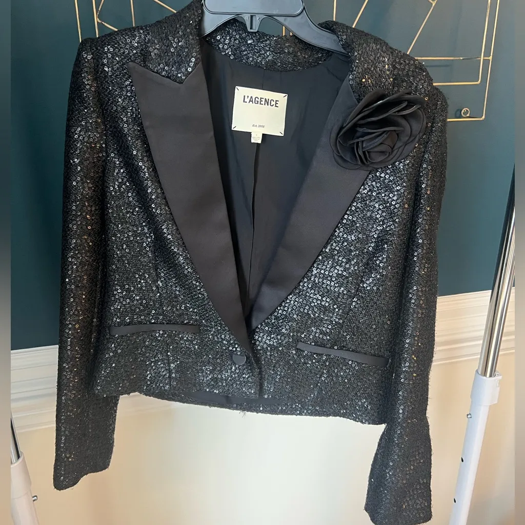 L'AGENCE Scarlet Sequined Cropped Blazer size 6 - Image 5