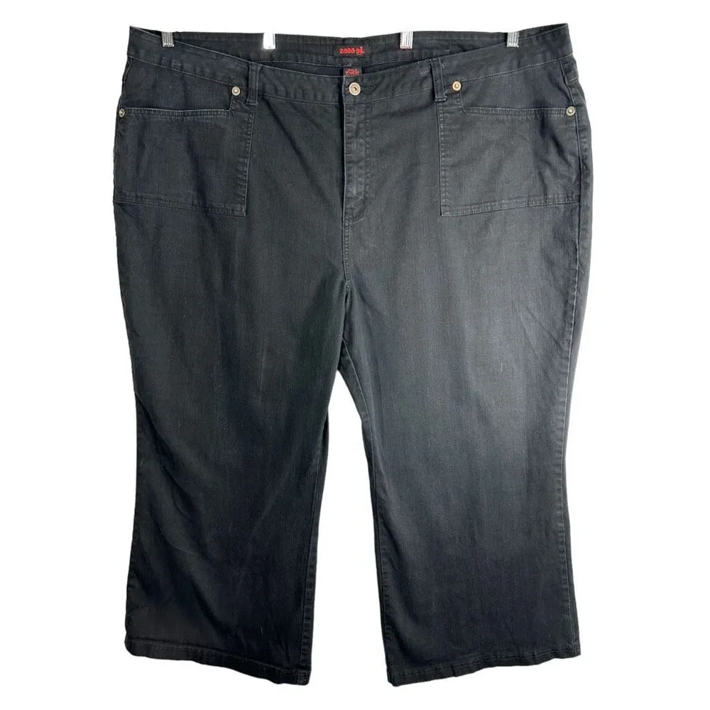 Zana Di Plus Size 30 Jeans Black Wide Leg Flare High Rise Short Inseam Denim 406 - Image 11