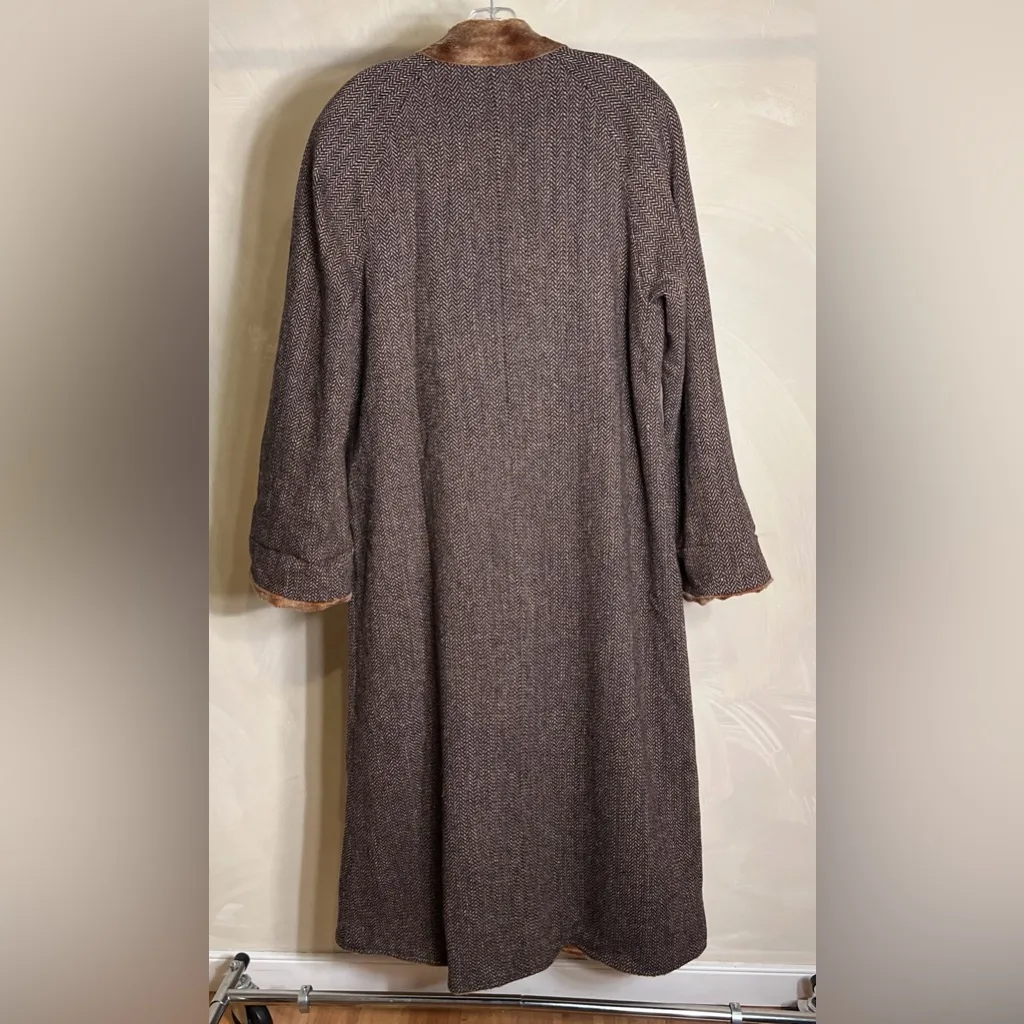 Harve Bernard Brown Tweed Womens Winter Full Length 100% Wool Coat,Ukraine|Sz:10 - Image 6