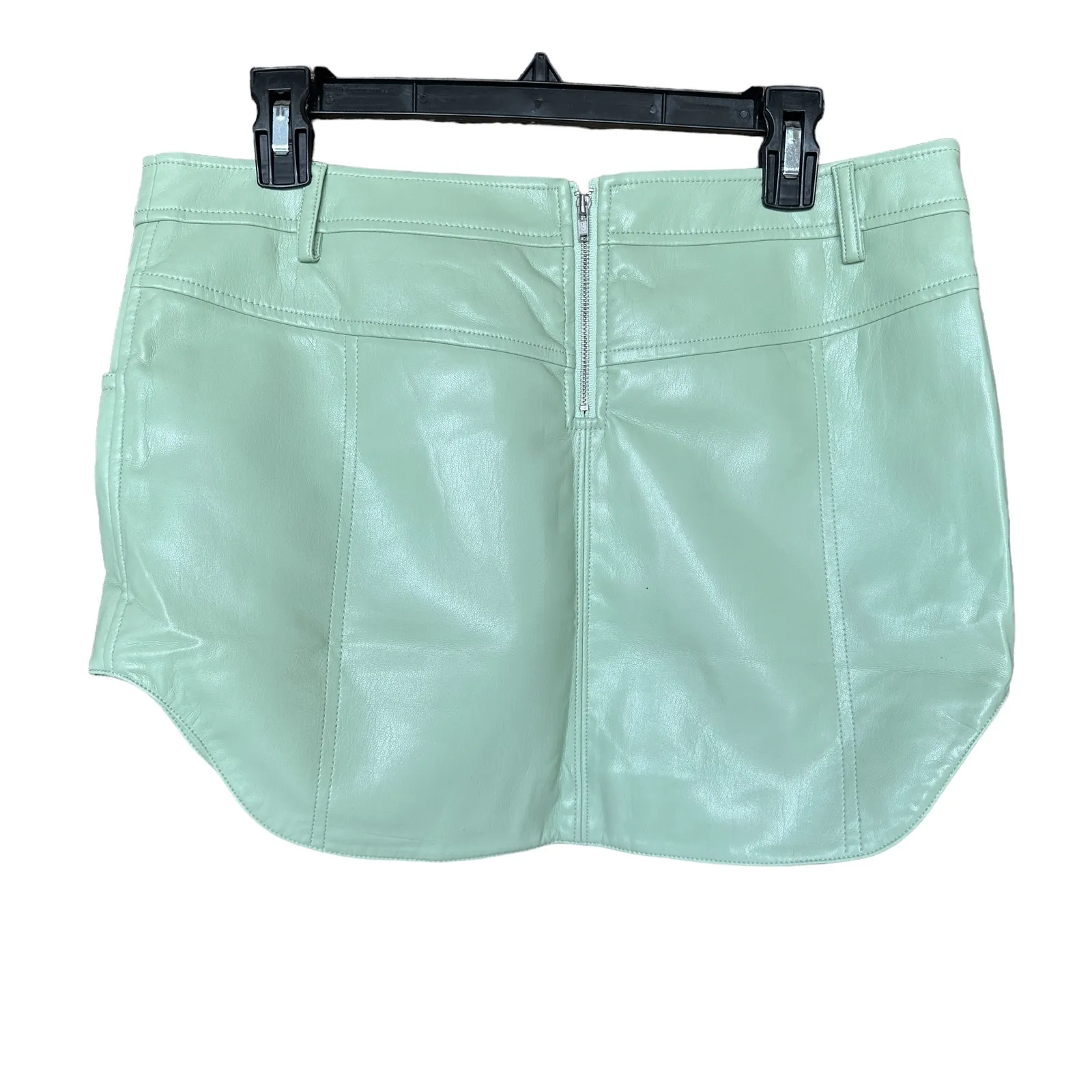 Camila Coelho Green Micro Mini Skirt MEDIUM Faux Leather Low Designer $168 NEW - Image 5