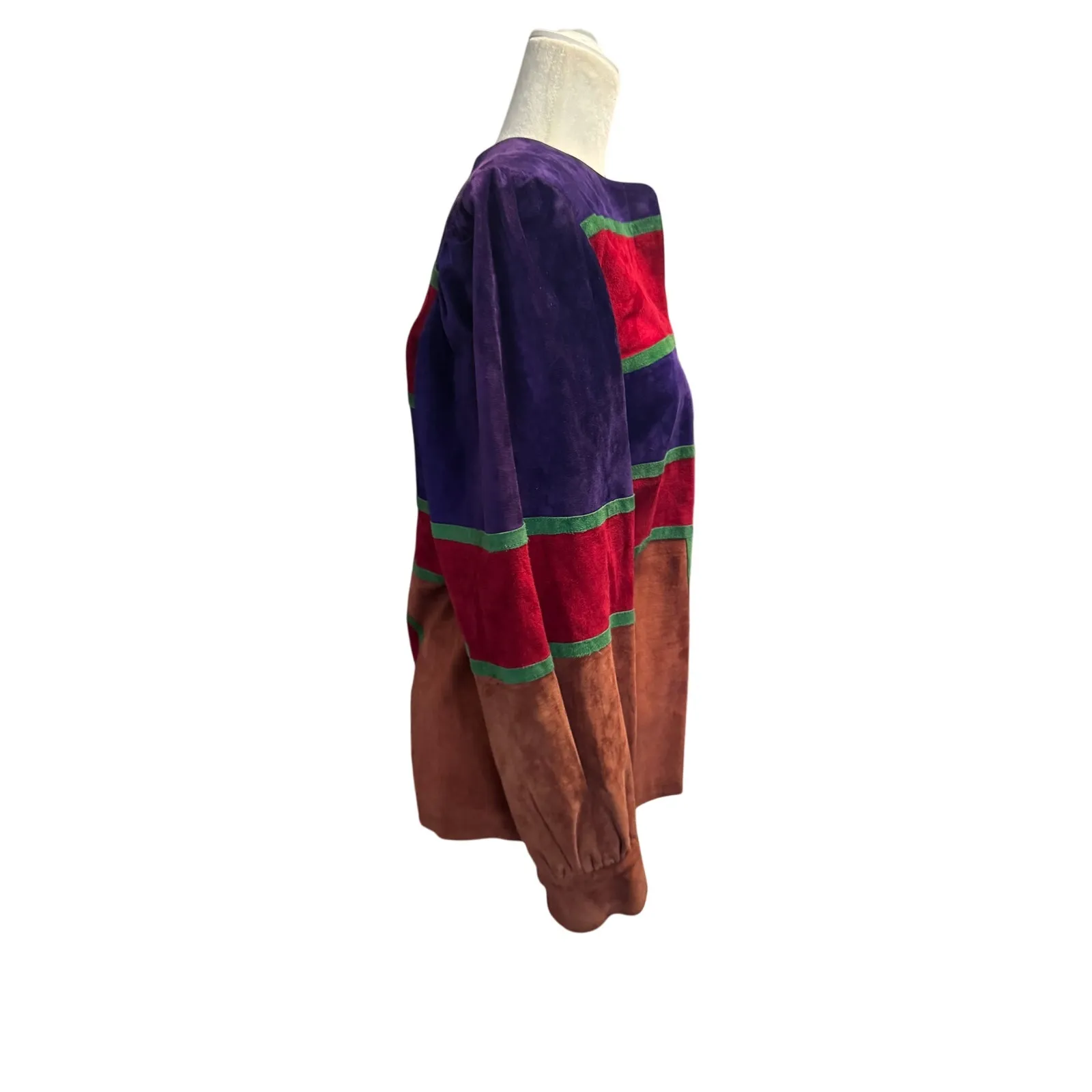 Mario Valentino Made in Italy suede jacket bold color-block Italian 42 (US S-M)a - Image 4