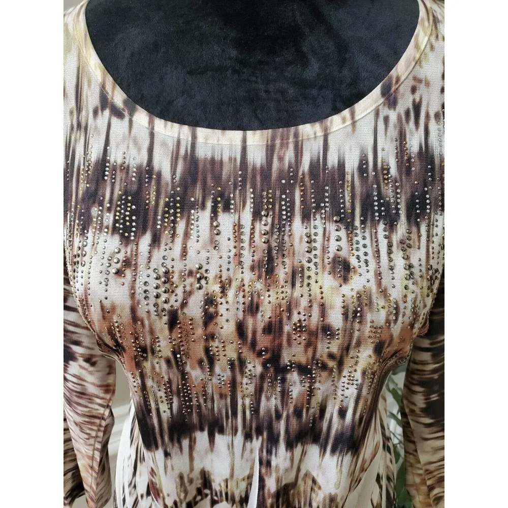 Chico's Womens Multi Beaded Polyester Long Sleeve Round Neck Blouse 2 Large - Image 5