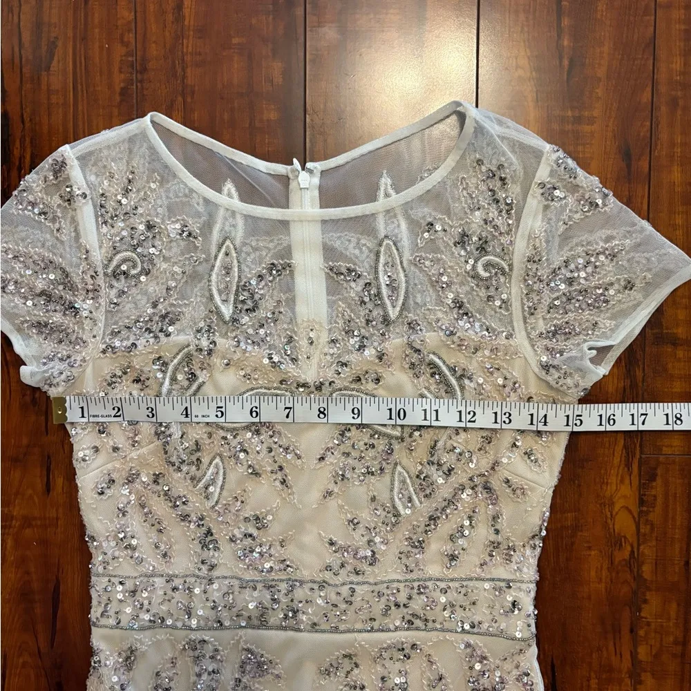 adrianna papell Embellished Mesh Sequin Cocktail wedding Formal Gown dress 2 NWT - Image 14