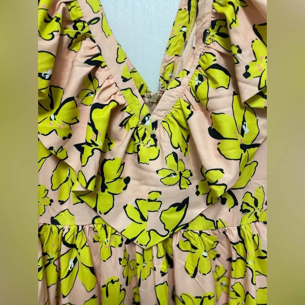 Henly Boutique Floral Ruffle Dress in Pink and Yellow NWT sz Large - Image 3