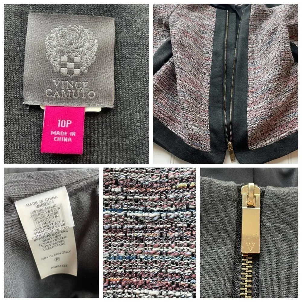 Vince Camuto Tweed Blazer Jacket Pink Mauve Size 10p Petite Multicolor office - Image 6