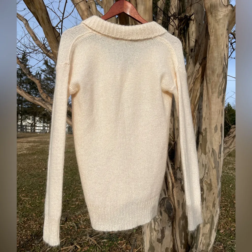 J. Crew Mohair Wool Blend Cream Sweater Cottagecore Boho Luxury Old Money Fairy - Image 3