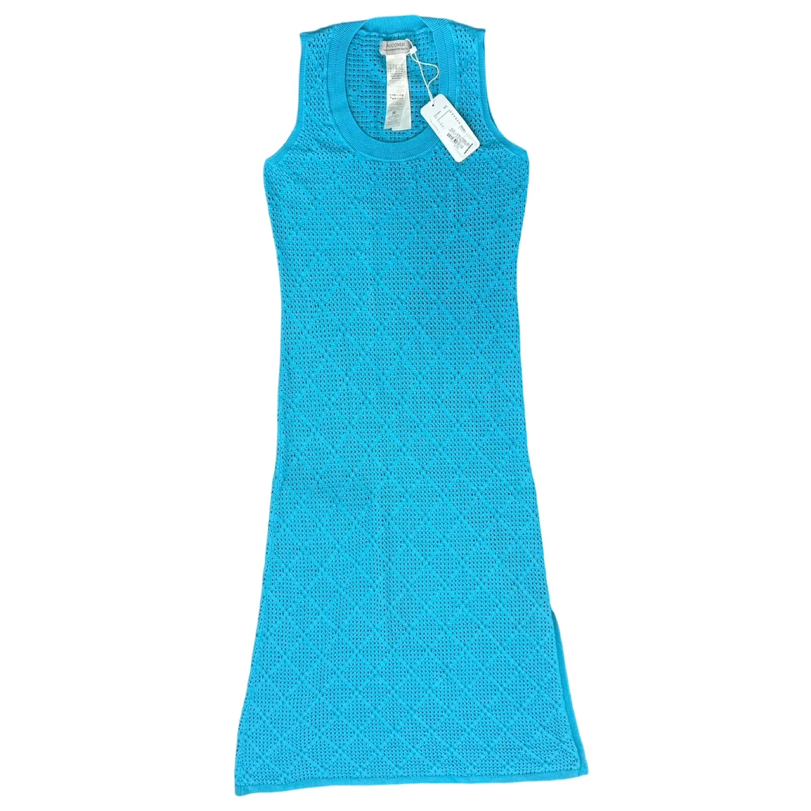 Falconeri Blue Anise Long Crochet Tank Side Slit Midi Dress size M NEW Tags Size M - Image 2