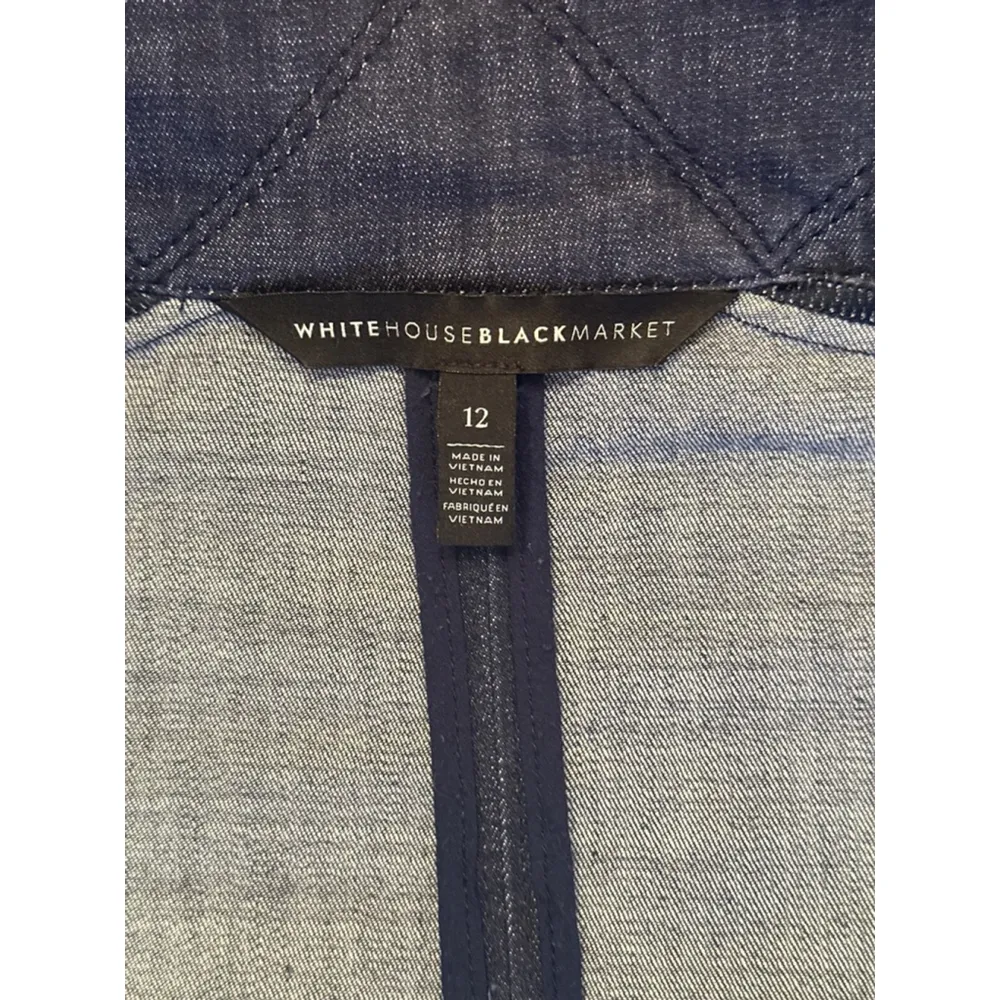 White House Black Market Size 12 (runs small) Jean Jacket with Silver Zippers - Image 9
