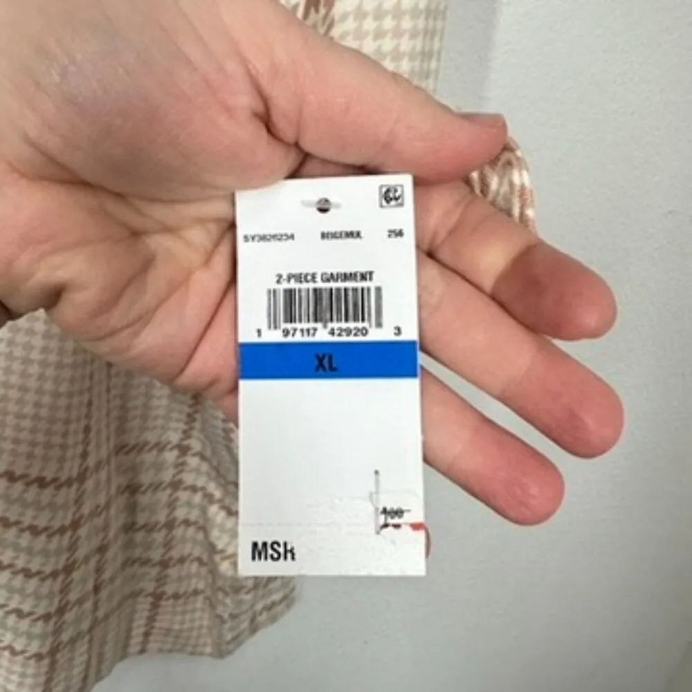 Sanctuary Women's Size XL Tan Houndstooth Plaid Longsleeve Casual Cozy Shirt NWT - Image 5