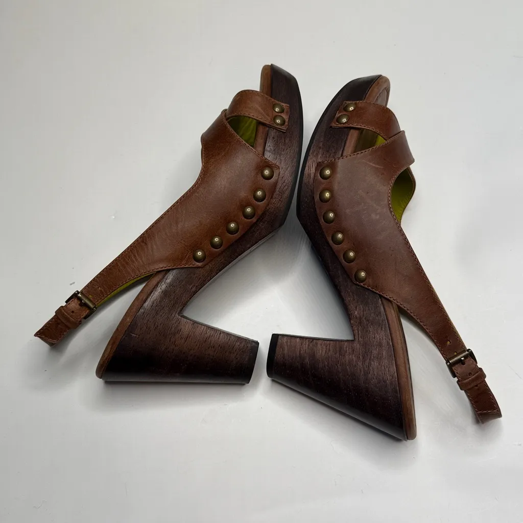 Boden Slingback Wooden Clog Platform Block Heels Sandals S - Image 8