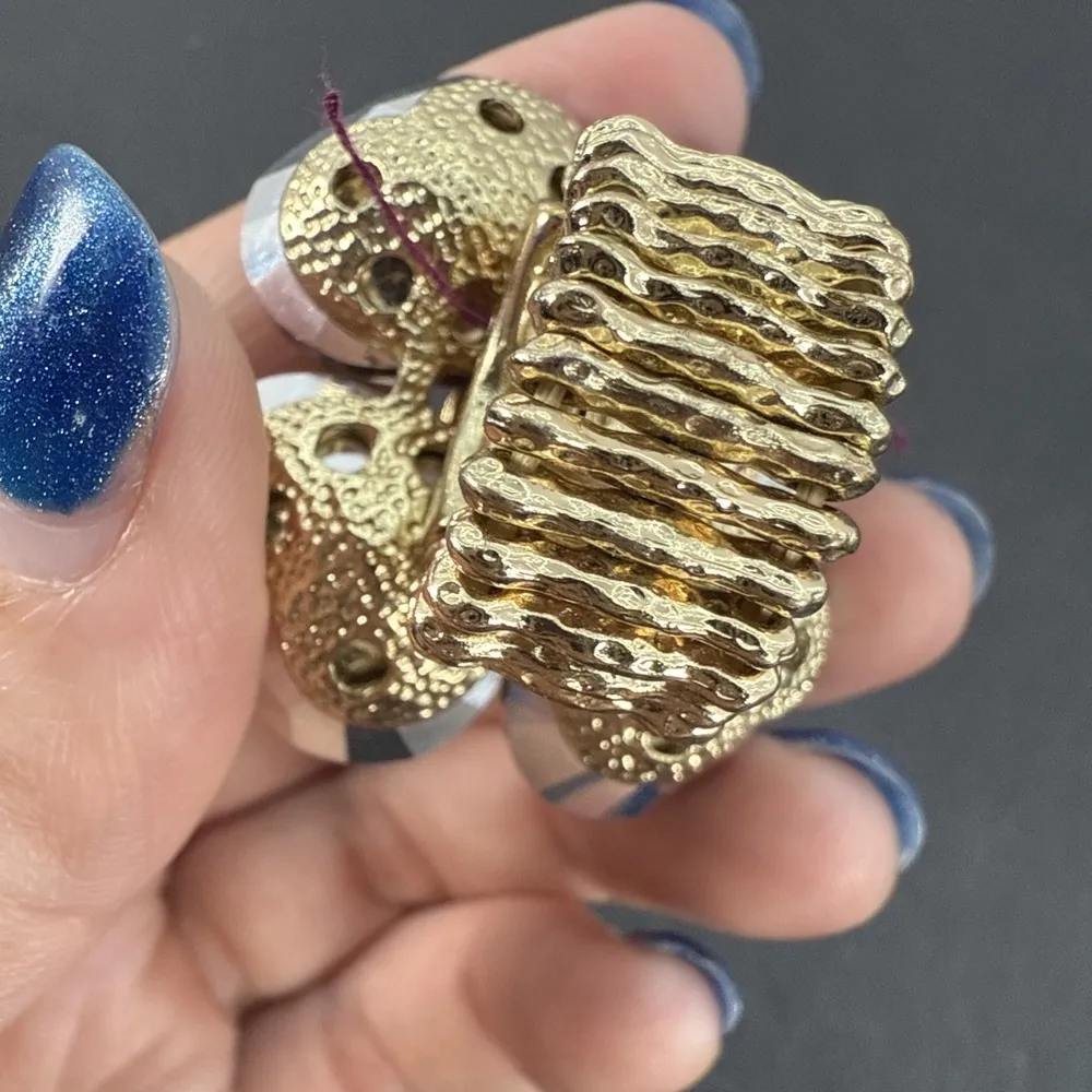 Brand New Crystal Cocktail Flower Ring Big Vintage Ring Stretchy Band Brown - Image 10