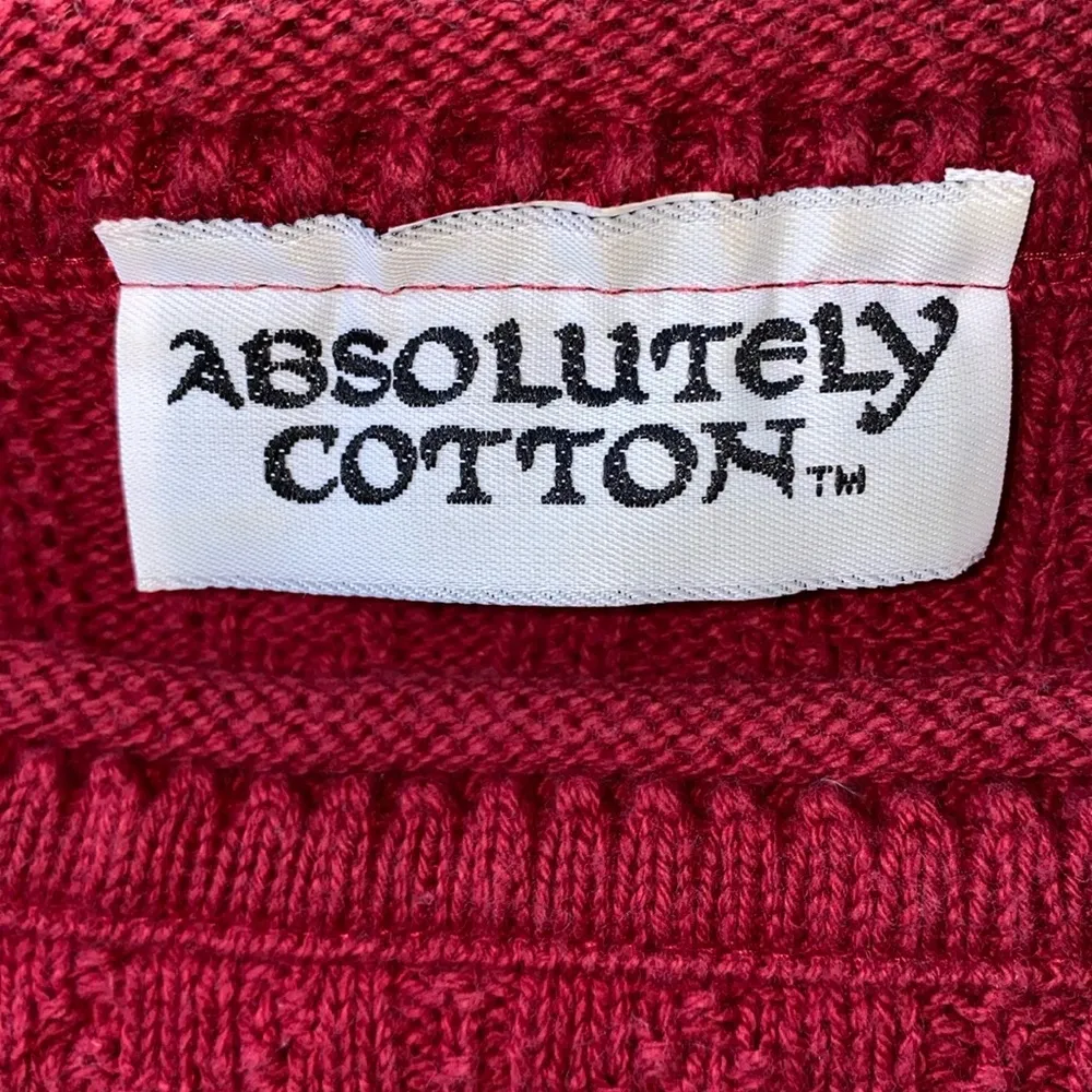 ABSOLUTELY COTTON knit sweater oversized long sleeve crewneck burgundy size M Red Size M - Image 4