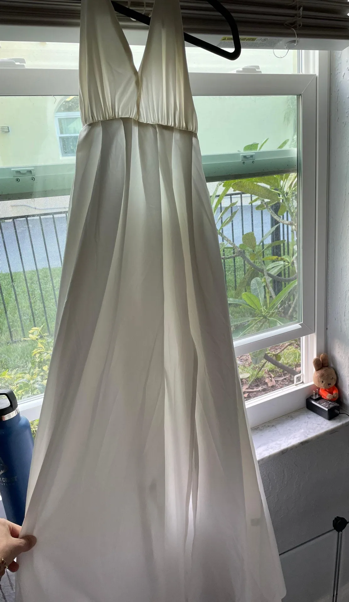 White Formal Tie Maxi Dress - Image 2