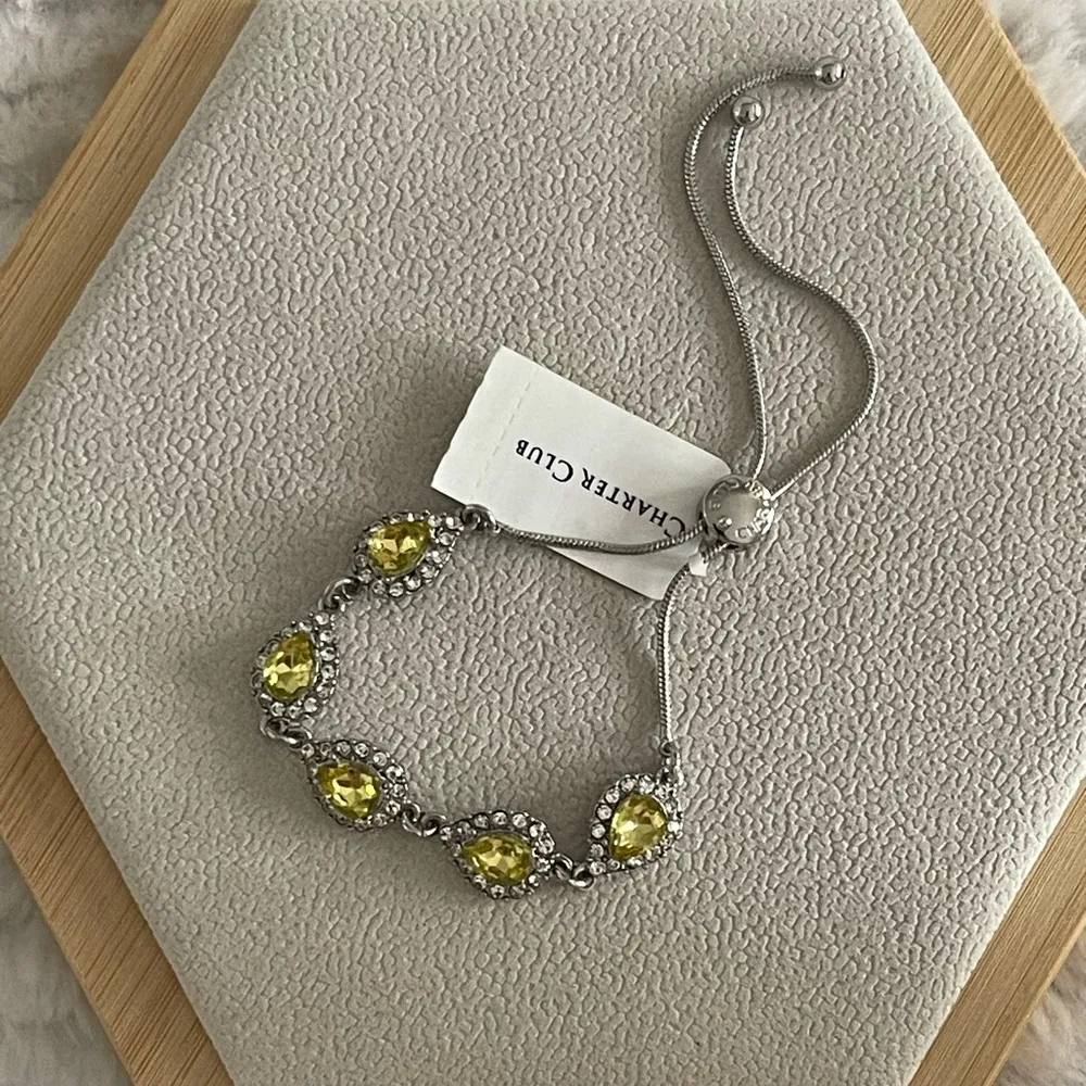 Charter Club green crystal and stone slider bracelet - Image 3