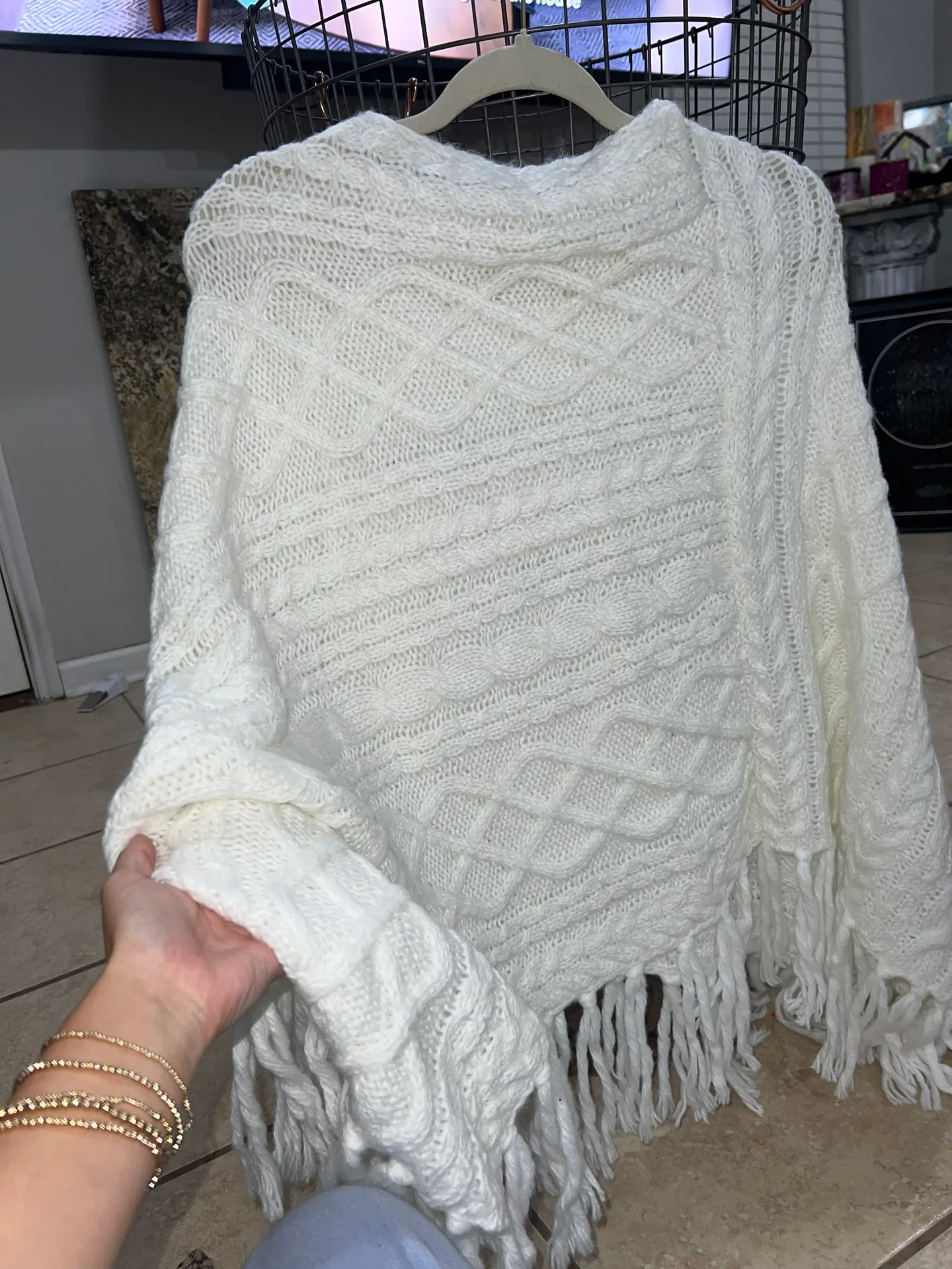 White Poncho Sweater - Image 6