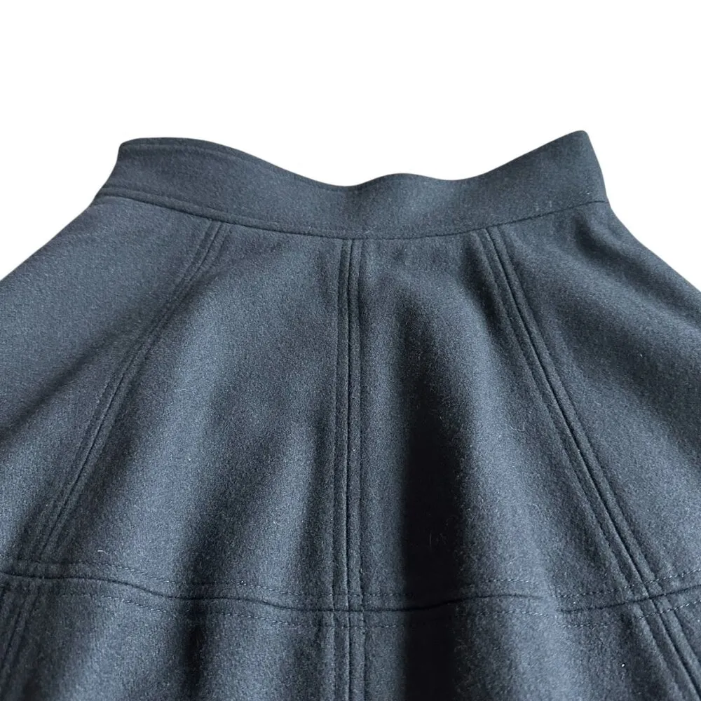 Theory Black A-Line Wool Blend Skirt Mini Length Stitching Size 0 Women's - Image 7
