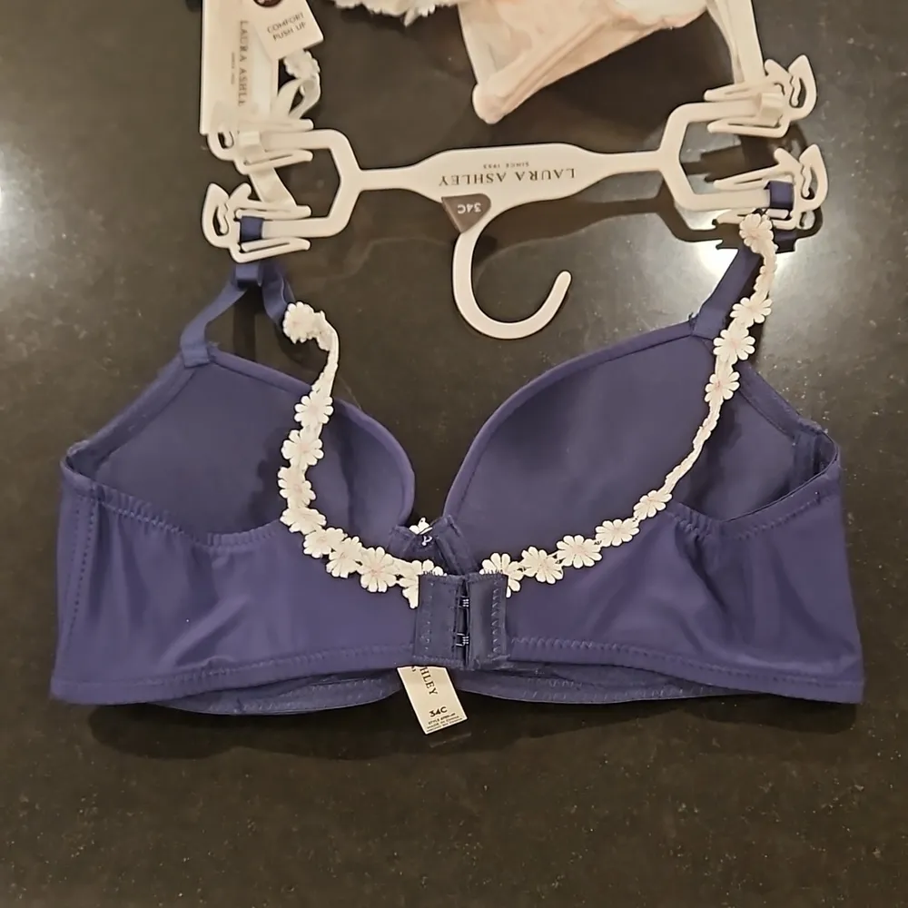 💕LAURA ASHLEY💕 Comfort Push Up Bras (2 Pack) Pink Checkers & Navy Blue 34C NWT - Image 8