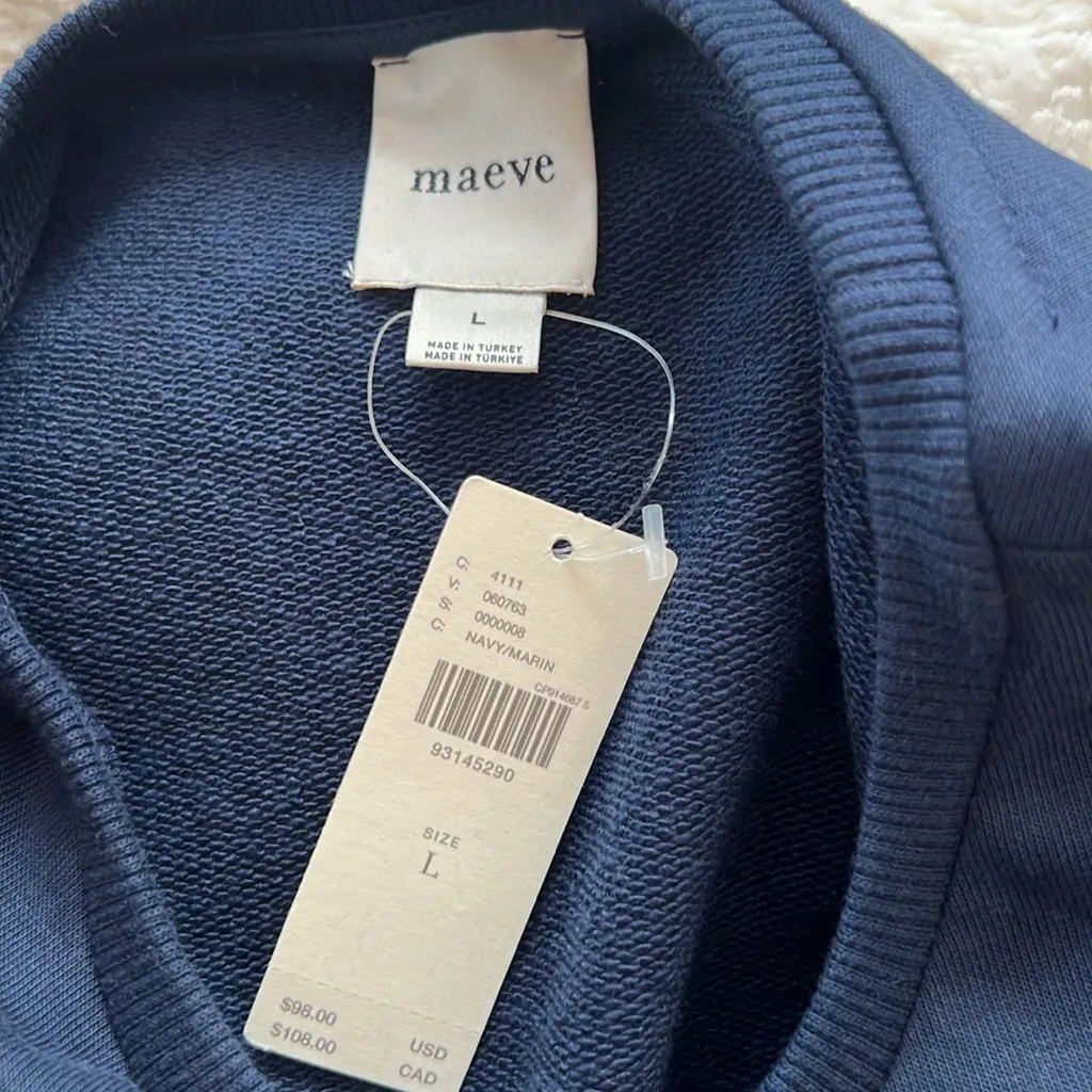 Anthropologie Maeve Striped Trim Twofer Sweatshirt Size Large NEW - Image 5