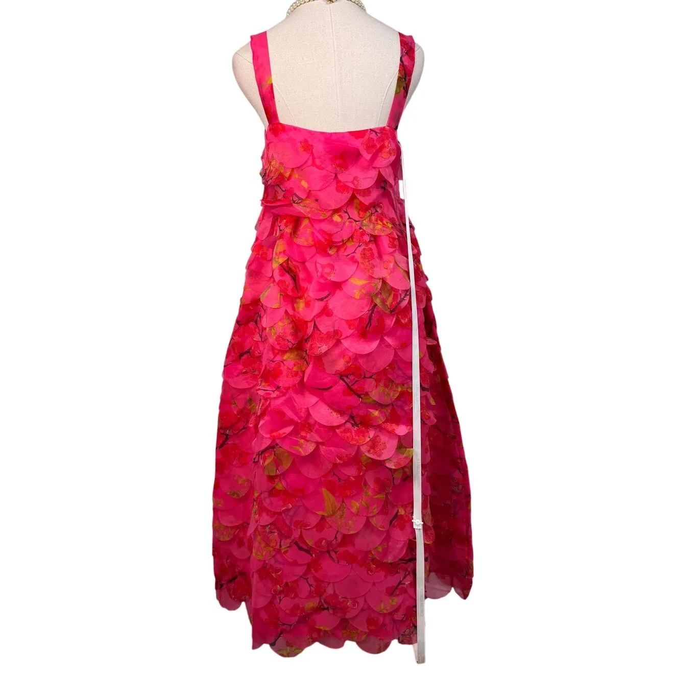 Cynthia Rowley Scalloped Petal Midi Dress floral cherry blossom pink size 4 - Image 11