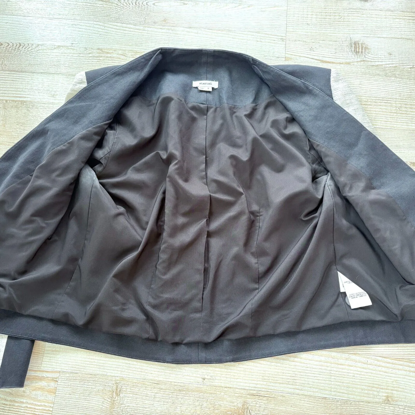 Helmut Lang Era Cotton Linen Single Button‎ Blazer | Black/Ivory 8 - Image 5