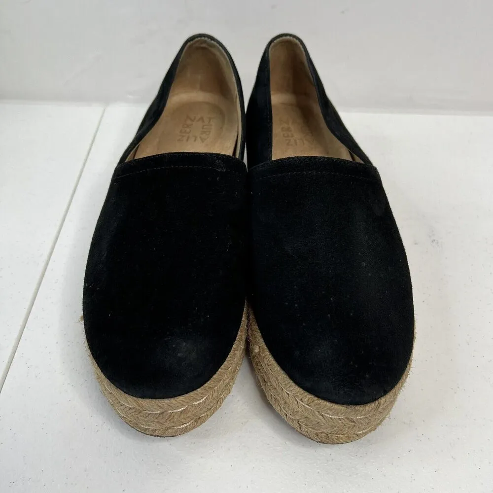 NATURALIZER Size 8.5 Shoes Thea 3 Black Suede Espadrille Platform Slip On Casual - Image 6