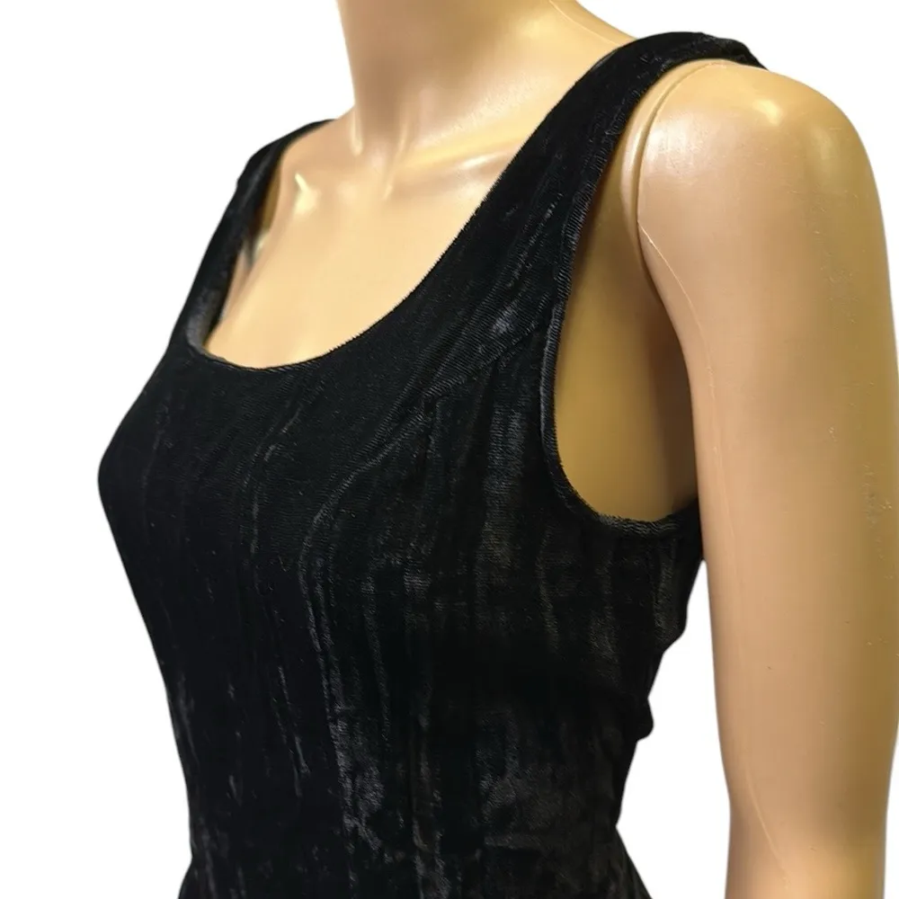 Crushed Velvet Vintage Rampage Black Zip Back Sleeveless Mini Dress Juniors 11 - Image 2