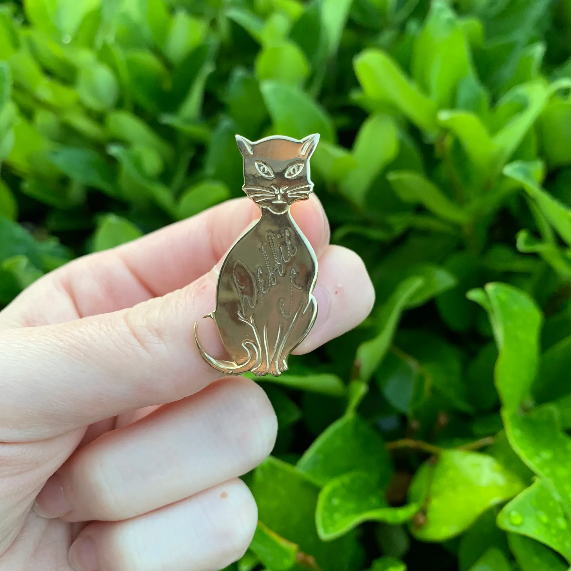 Vintage Gold Color Cat Brooch Pin with “Debbie” - Image 5