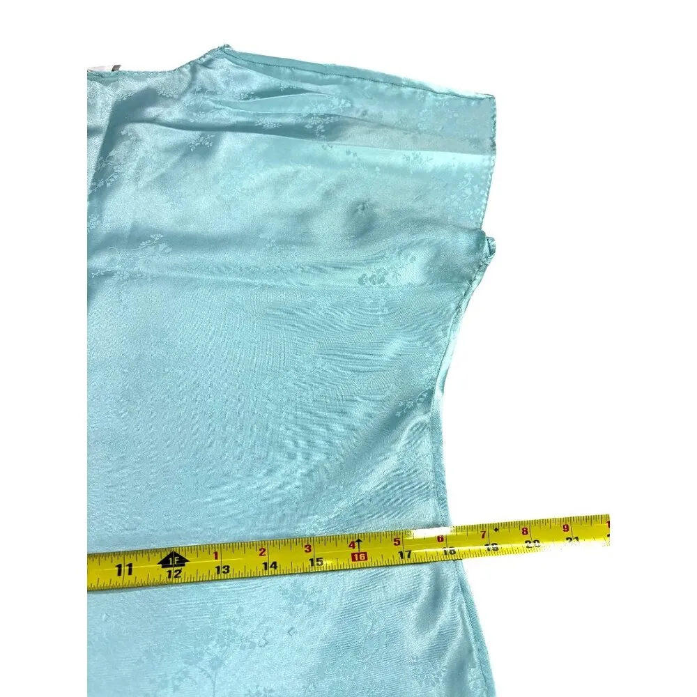 Vtg Ilise Stevens Nightgown Kimono Light Blue Satin Floral Size M Sleep Dress Size M - Image 8