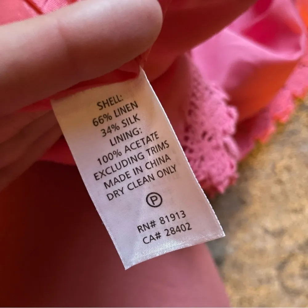 Vintage Frocks! by Tracy Reese Silk Linen Taffeta Tiered Shift Dress Size Large Pink - Image 2