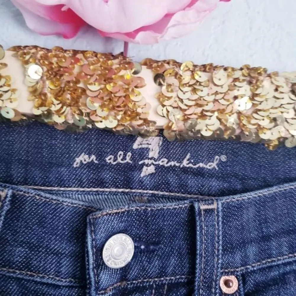 7 For All Mankind Dark Wash Denim Slit Skirt - Image 4