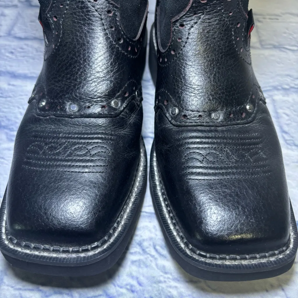 Justin Gypsy Andra Cowboy Boot Size 7 B L9977 Black Western Leather Cowgirl 8" - Image 4