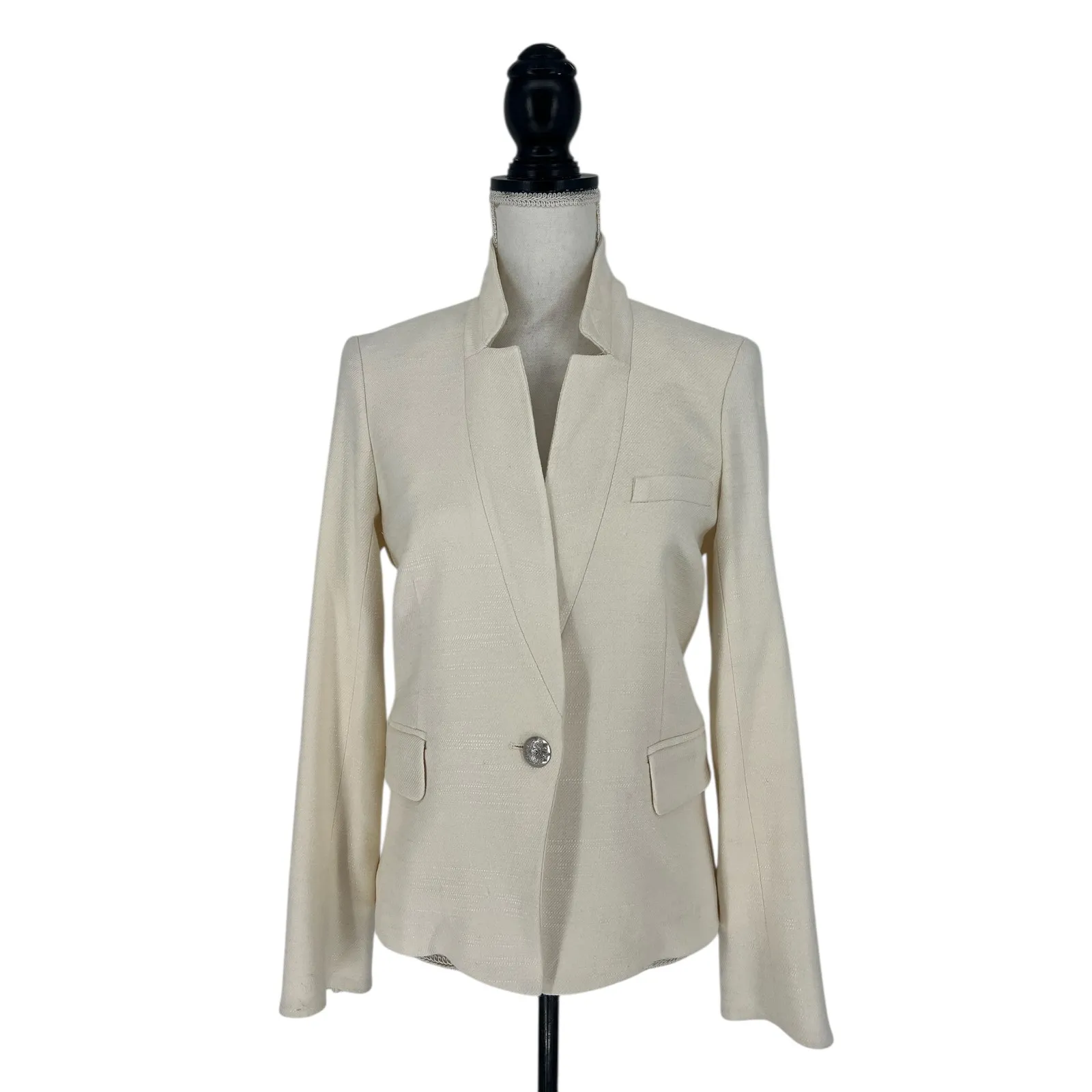 Veronica Beard White One Button Farley Dickey Blazer - Image 2